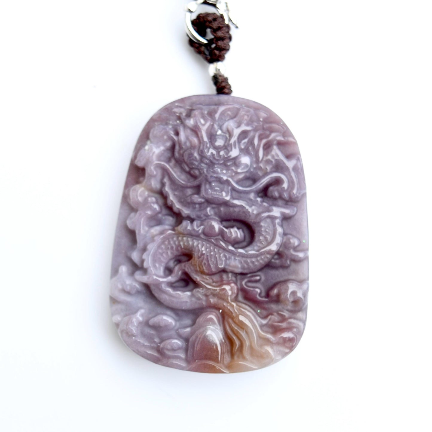 Chinese Dragon Jasper Pendant Necklace - Adjustable Jade Cord