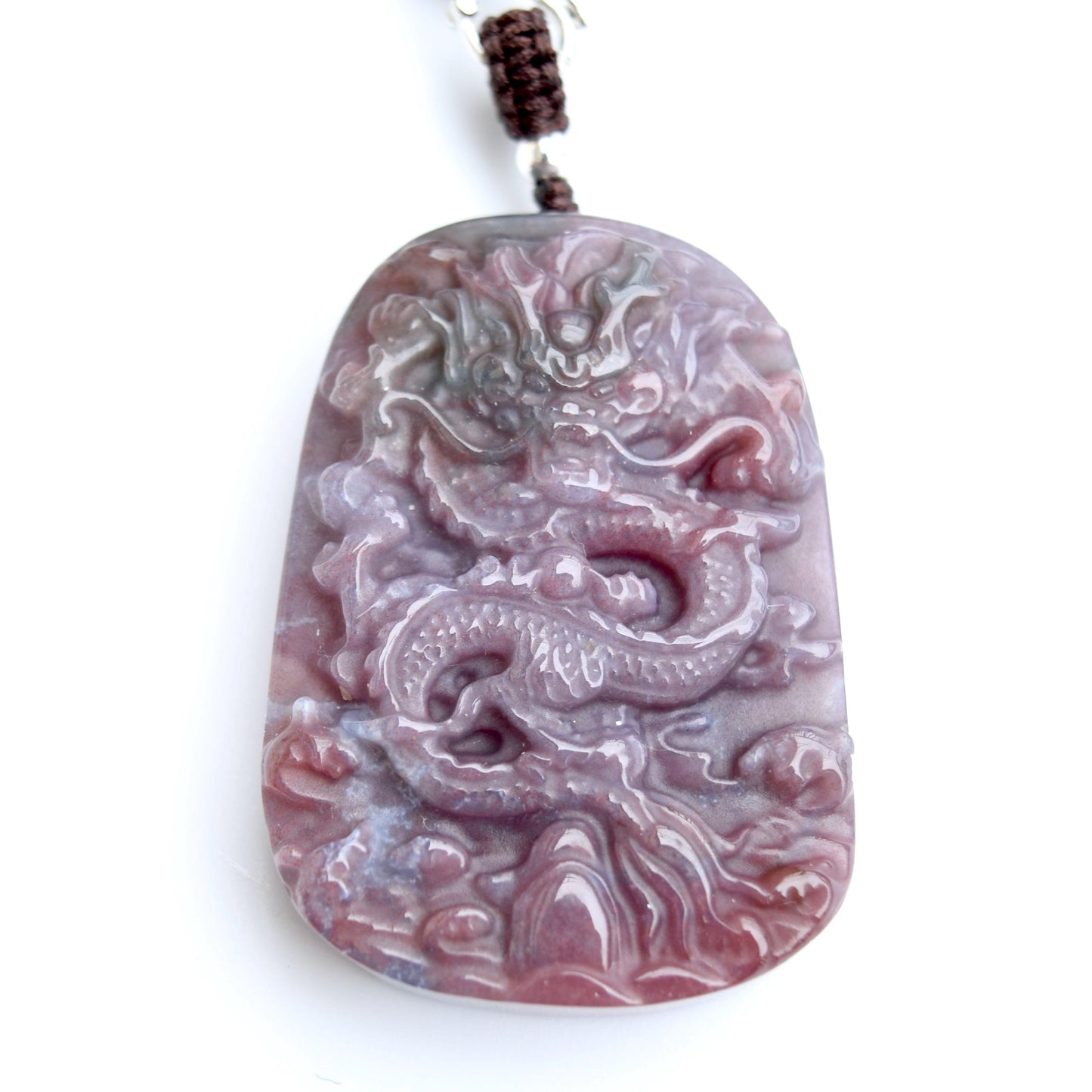 Chinese Dragon Jasper Pendant Necklace - Adjustable Jade Cord