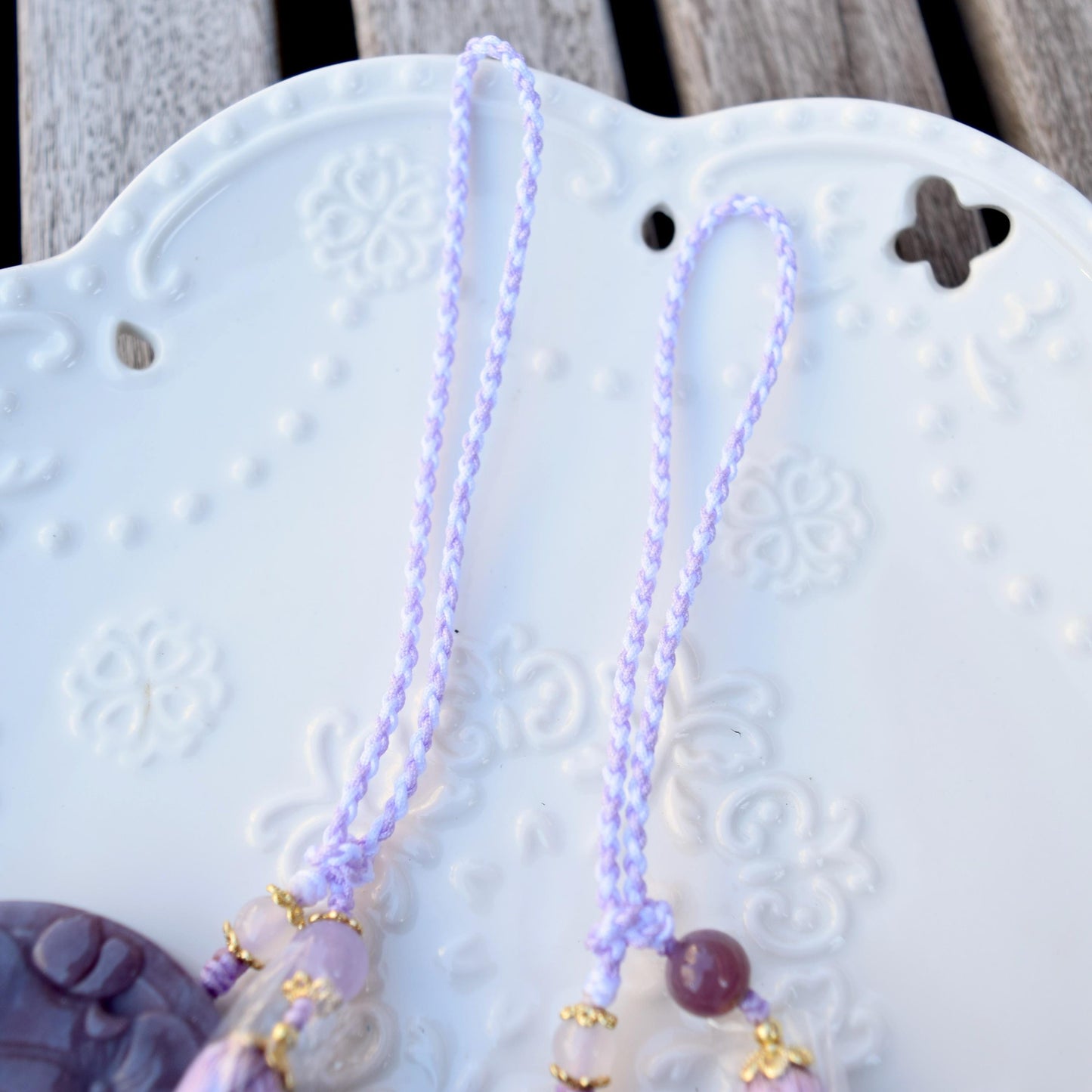 Lotus Fish Agate Pendant Tassel Accessory - Chinese Bag/Car/Waist Hanging Accessory