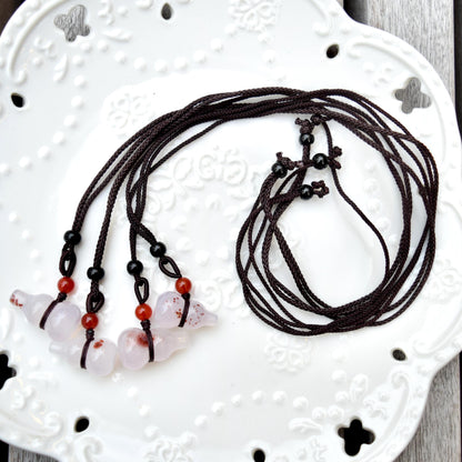 Agate Gourd Pendant Rope Necklace