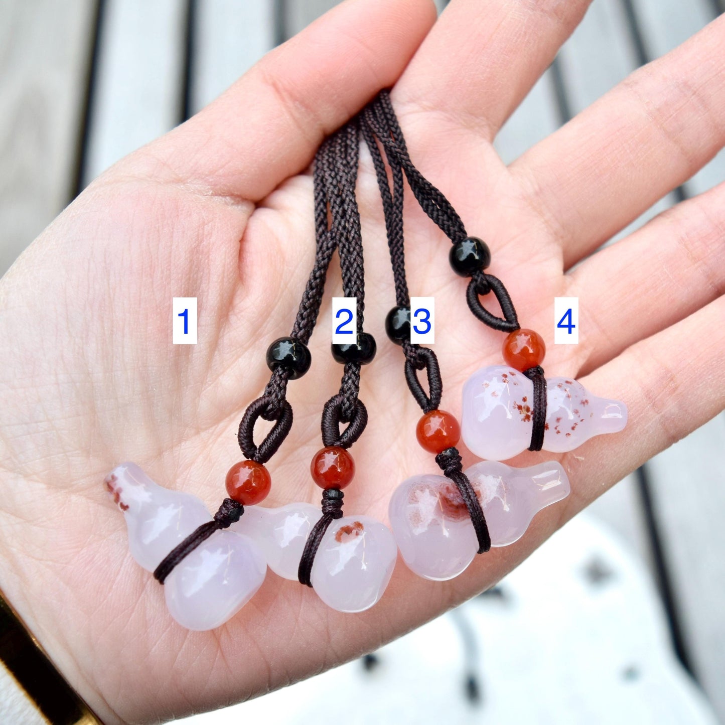 Agate Gourd Pendant Rope Necklace