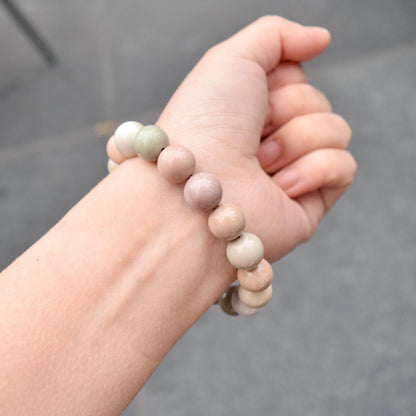 11.8 mm Agate Beaded Bracelet - Pink Macaroon A16