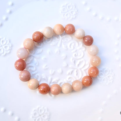 11 mm Colorful Agate Beaded Bracelet - Peach A07
