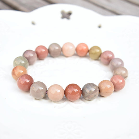 10.9 mm Colorful Agate Beaded Bracelet - Pink A21