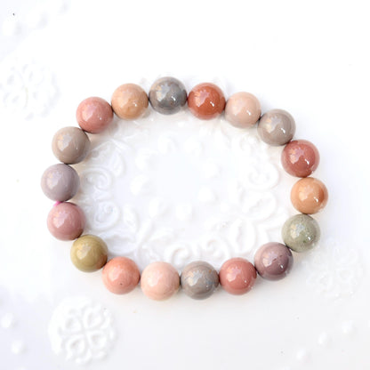 10.9 mm Colorful Agate Beaded Bracelet - Pink A21