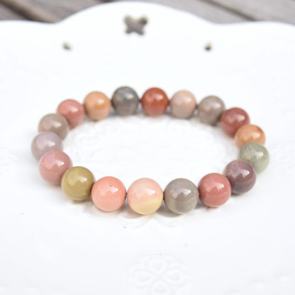 10.9 mm Colorful Agate Beaded Bracelet - Pink A21
