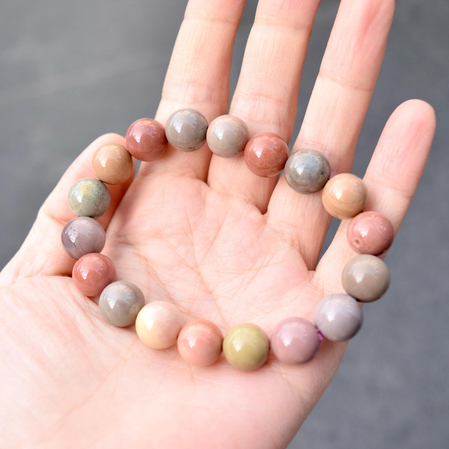 10.9 mm Colorful Agate Beaded Bracelet - Pink A21