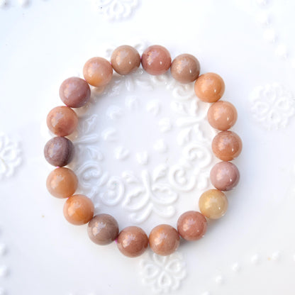 11.2 mm Colorful Agate Beaded Bracelet - Pink Orage Bracelet A01