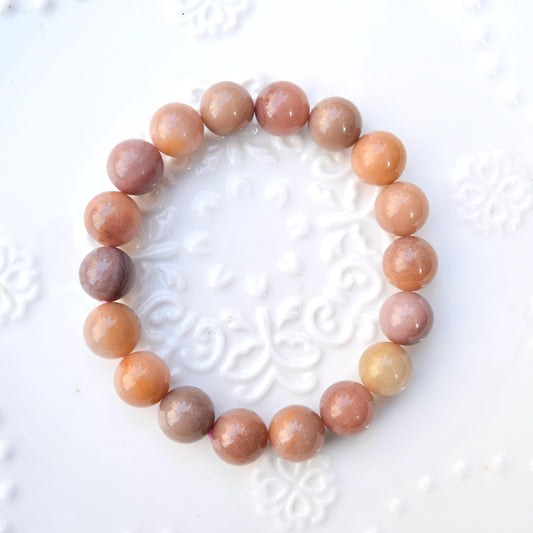 11.2 mm Colorful Agate Beaded Bracelet - Pink Orage Bracelet A01