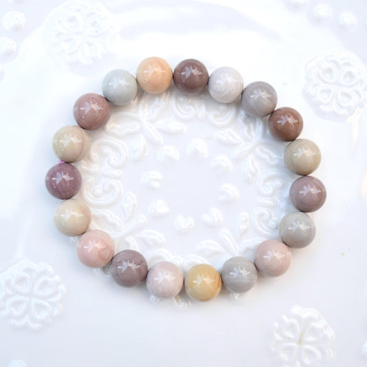 10.3 mm Colorful Agate Beaded Bracelet - Pink Orage Bracelet A03