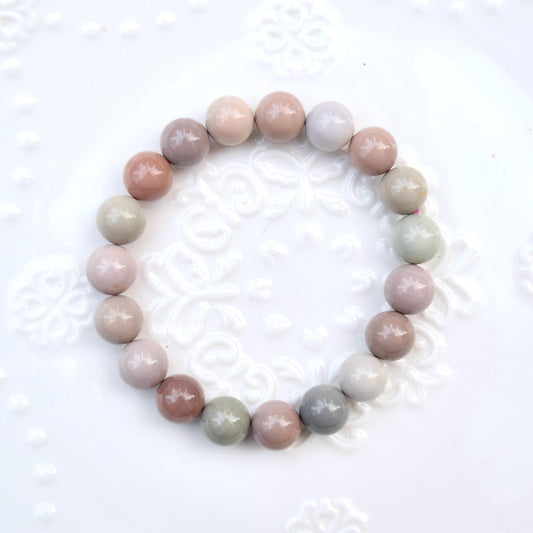 10.2 mm Colorful Agate Beaded Bracelet - Pink Orage Bracelet A04