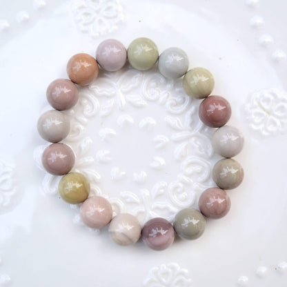 11.6 mm Colorful Agate Beaded Bracelet - Pink Orage Bracelet A05