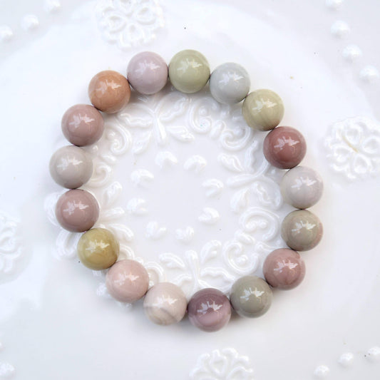 11.6 mm Colorful Agate Beaded Bracelet - Pink Orage Bracelet A05