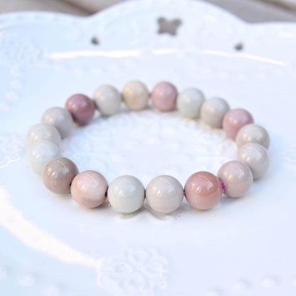 11.1 mm Colorful Agate Beaded Bracelet - Pink Bracelet A06
