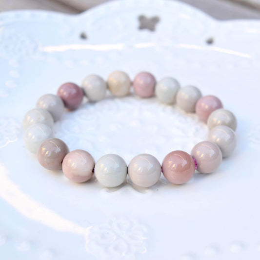 11.1 mm Colorful Agate Beaded Bracelet - Pink Bracelet A06