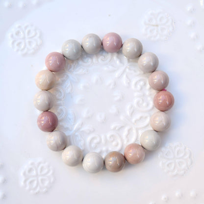 11.1 mm Colorful Agate Beaded Bracelet - Pink Bracelet A06
