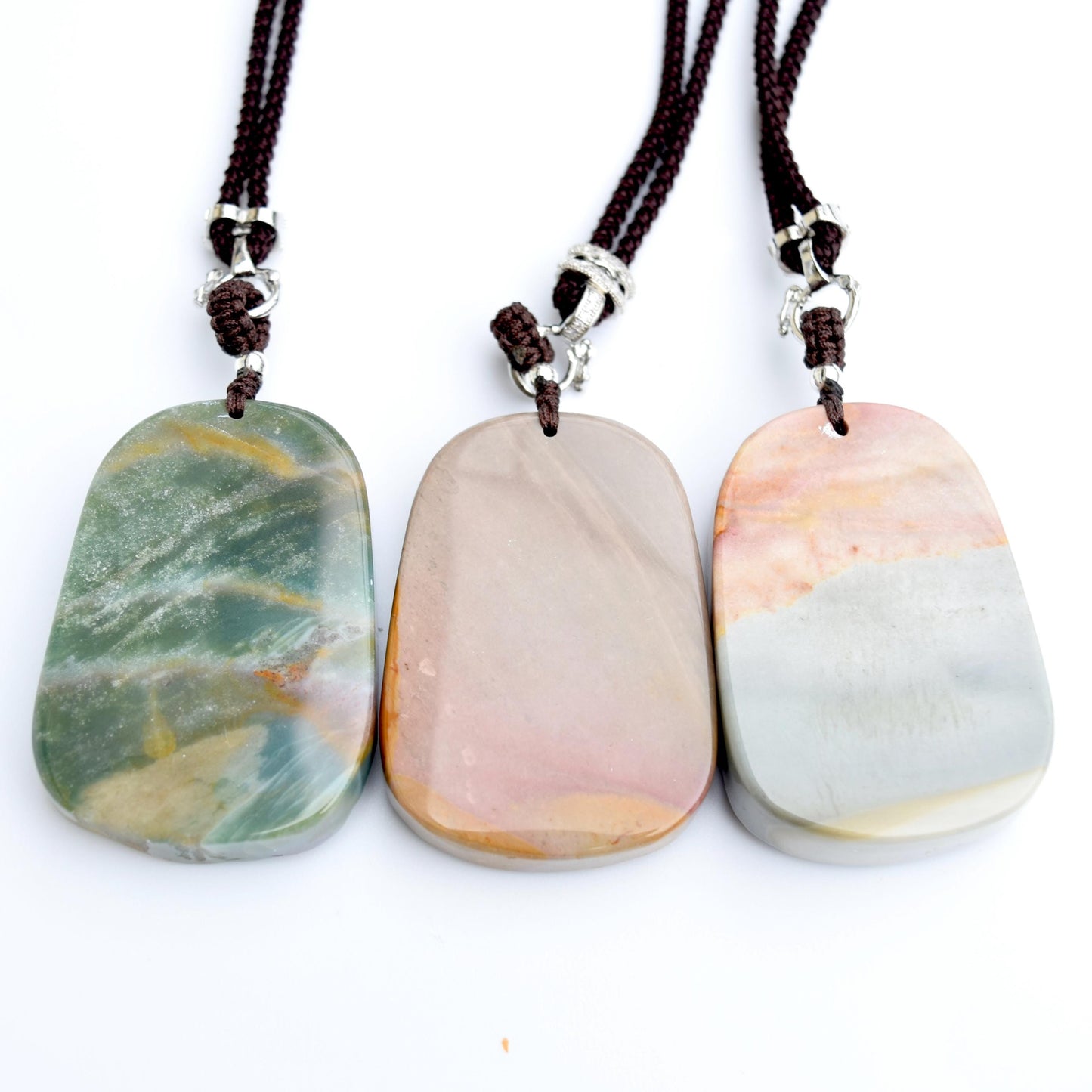 Chinese Dragon Jasper Pendant Necklace: Adjustable Jade Cord