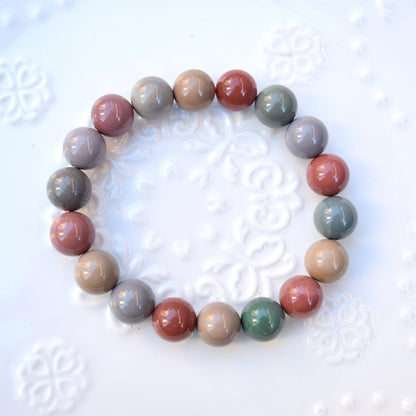 11.3 mm Colorful Agate Beaded Bracelet - Pink A08