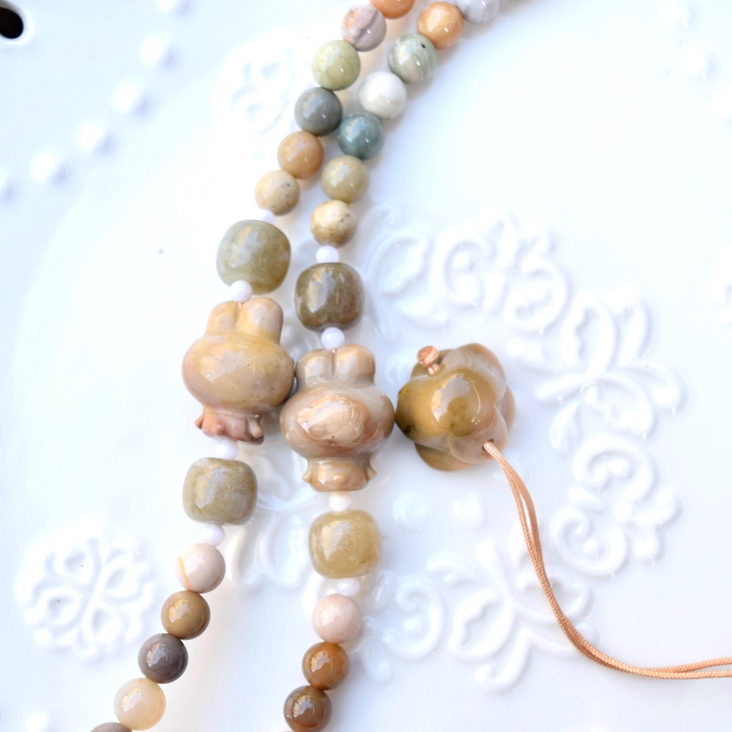 Jasper Flora Castle Pendant Tassel Necklace - Colorful Agate Necklace