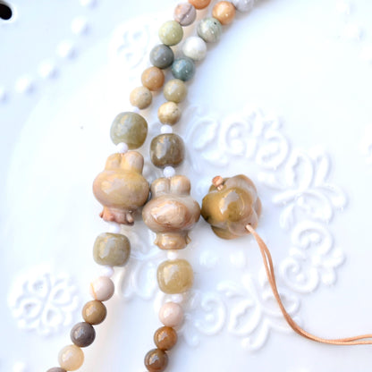 Jasper Flora Castle Pendant Tassel Necklace - Colorful Agate Necklace