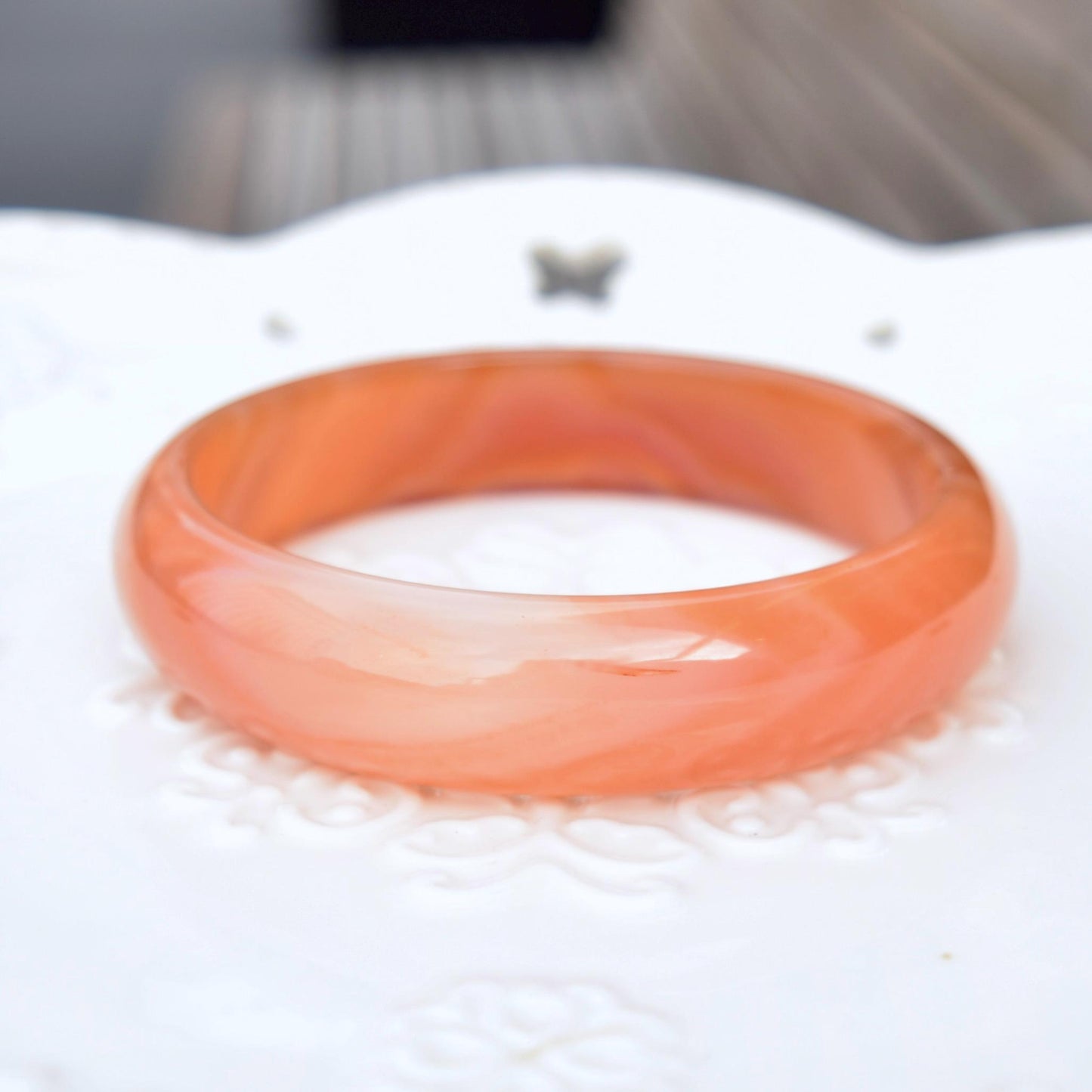57.1 mm Orange Agate Bangle Bracelet