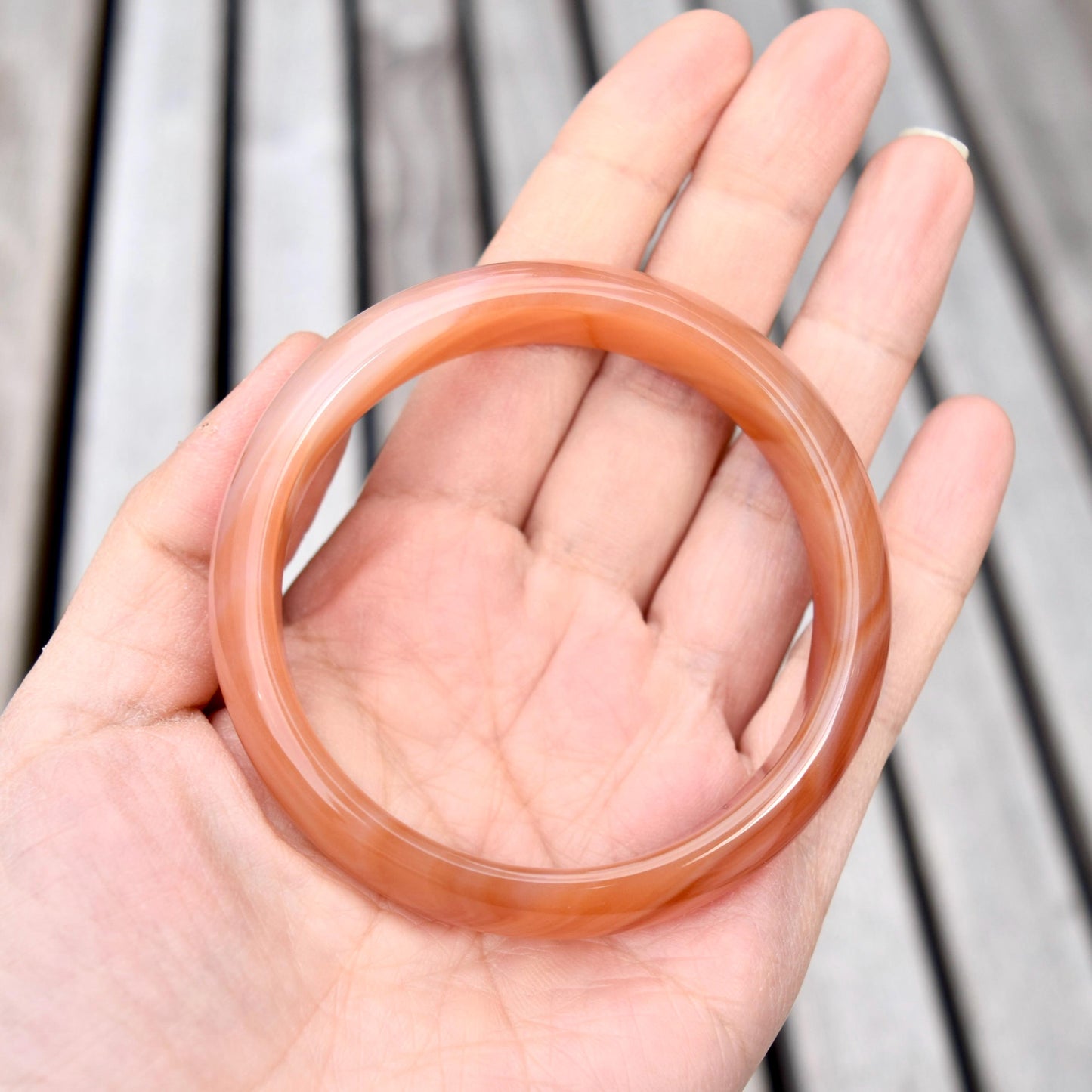 57.1 mm Orange Agate Bangle Bracelet
