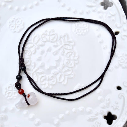 Agate Gourd Pendant Rope Necklace