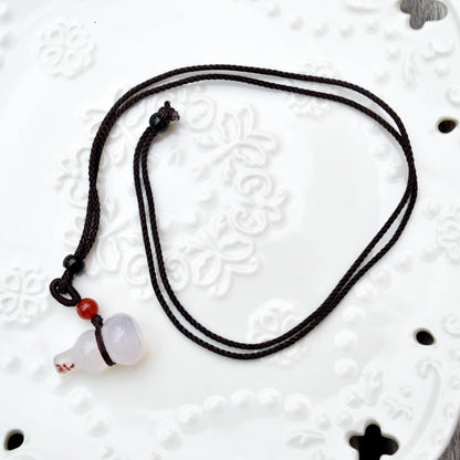 Agate Gourd Pendant Rope Necklace