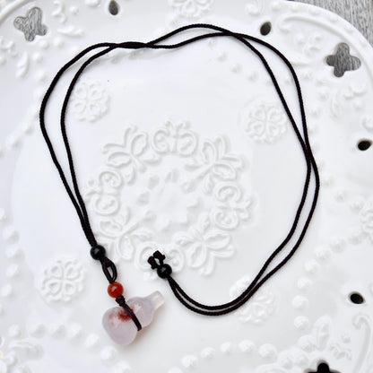 Agate Gourd Pendant Rope Necklace