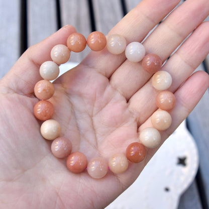 11 mm Colorful Agate Beaded Bracelet - Peach A07