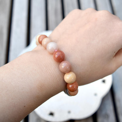 11 mm Colorful Agate Beaded Bracelet - Peach A07