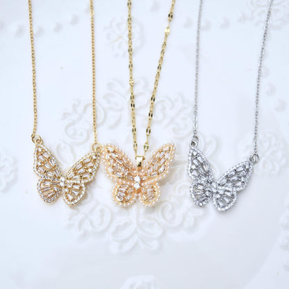 Crystal Butterfly Necklace - Stainless Steel Necklace