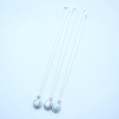 Larimar Oval Cabochon Pendant Necklace - Silver Tone