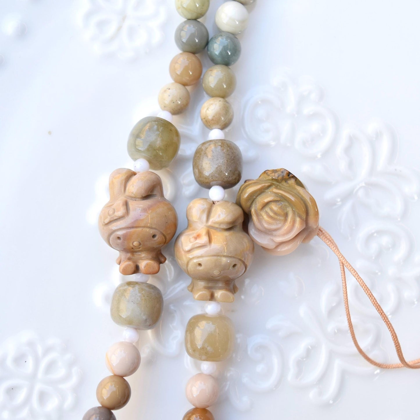 Jasper Flora Castle Pendant Tassel Necklace - Colorful Agate Necklace