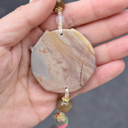 Unicorn Ornament - Bag Charm Keychain Tassel - Polychrome Jasper