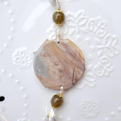 Unicorn Ornament - Bag Charm Keychain Tassel - Polychrome Jasper