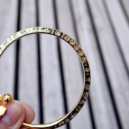 Golden Hundred Blessings Bell Bangle - Chinese Bangle
