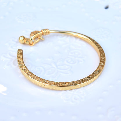 Golden Hundred Blessings Bell Bangle - Chinese Bangle