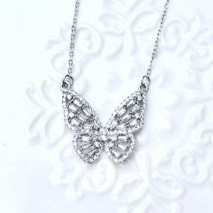 Crystal Butterfly Necklace - Stainless Steel Necklace