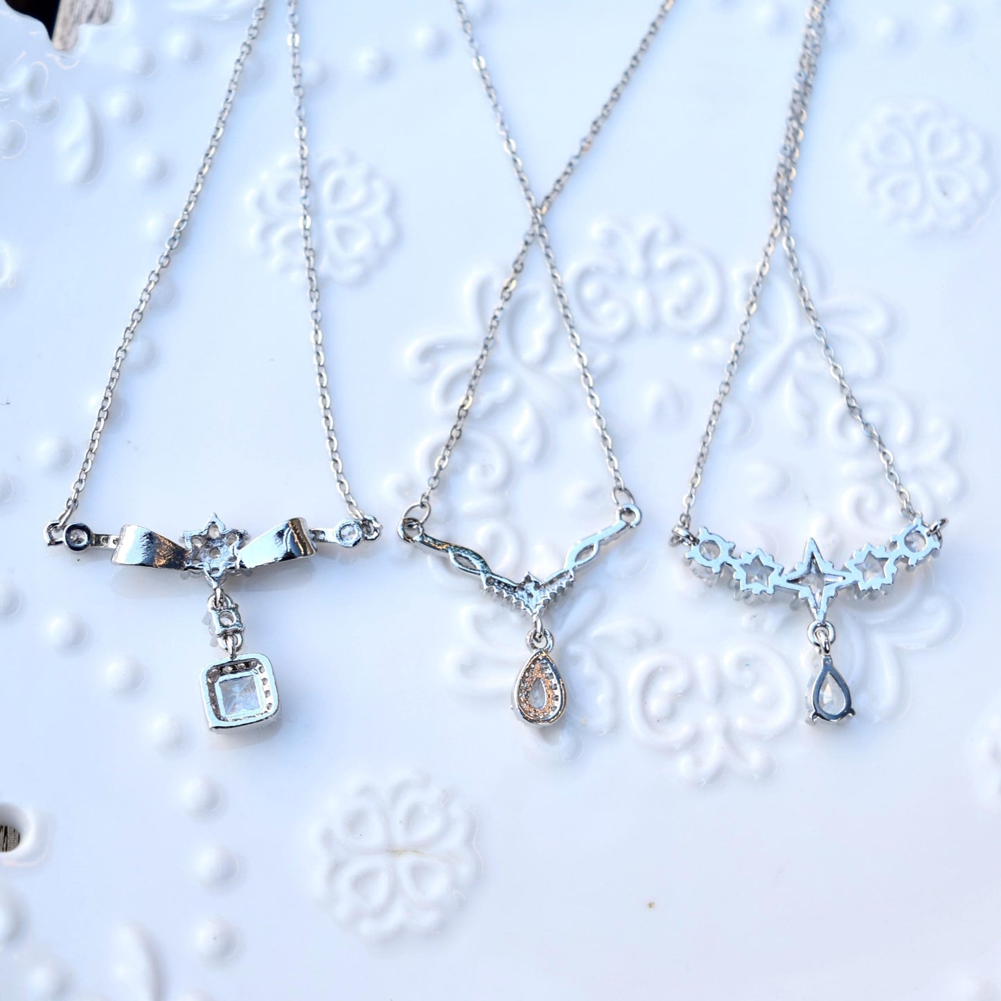 Silver Princess Crystal Pendant Necklace - Stainless Steel Necklace