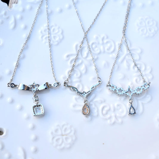 Silver Princess Crystal Pendant Necklace - Stainless Steel Necklace