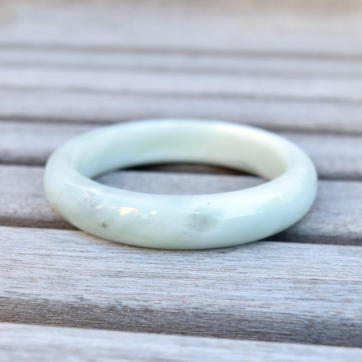 58.2 mm- Natural Xiu Jade Bangle Bracelet - White- Serpentine Jade