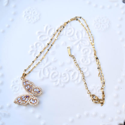 Crystal Butterfly Necklace - Stainless Steel Necklace