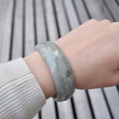 54.6 mm Natural Jade Bangle Bracelet - White