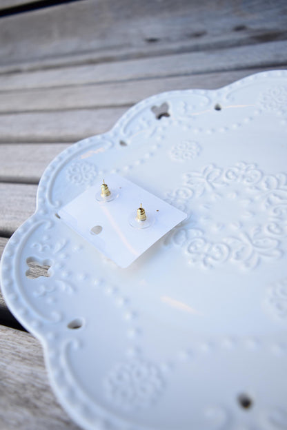 Purple Flora Stud Earrings - Vintage Style Enamel Earrings