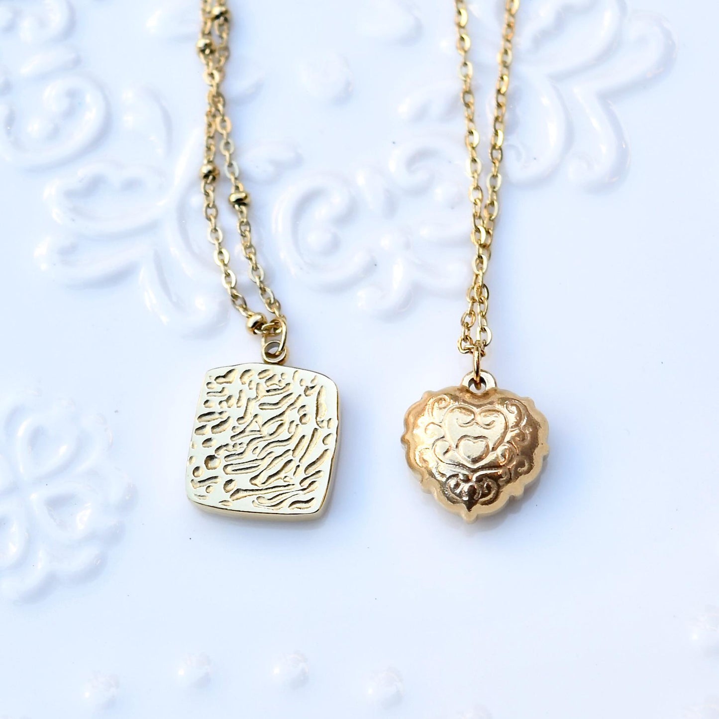 Shell Butterfly Heart Charm Golden Necklace - Vintage Style