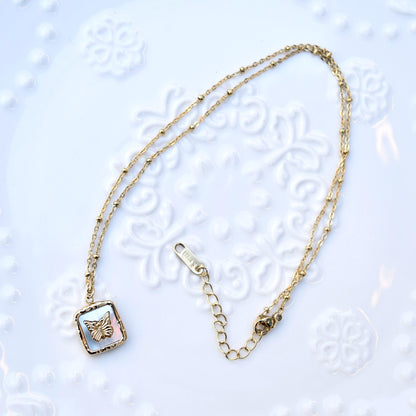 Shell Butterfly Heart Charm Golden Necklace - Vintage Style
