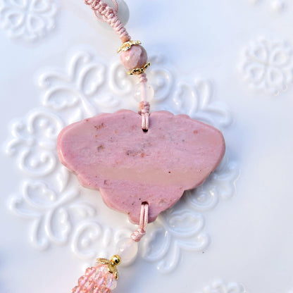 Pink Butterfly Phoenix Pendant Keychain Bag Charm - Pink Jasper