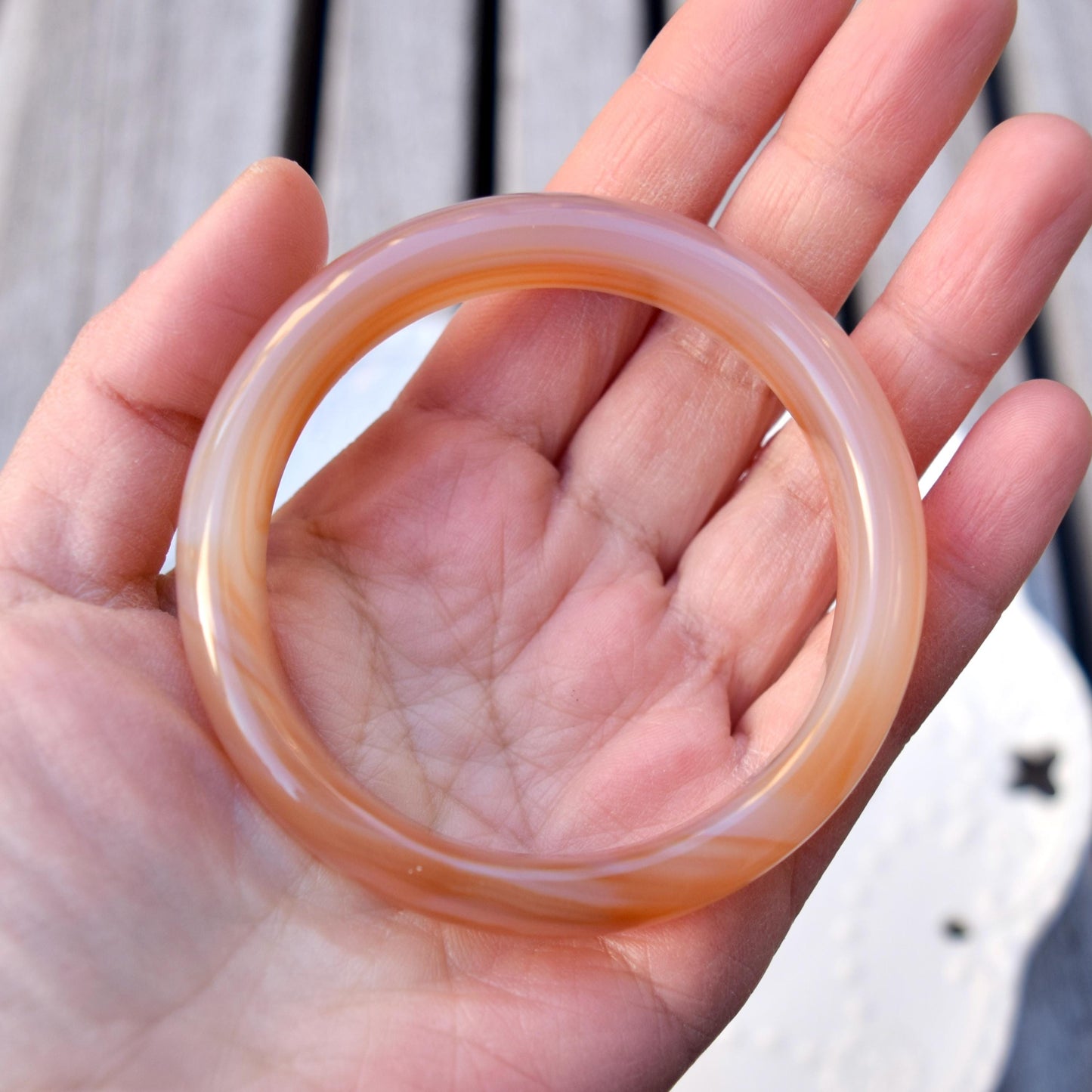 58.3 mm Orange Agate Bangle Bracelet