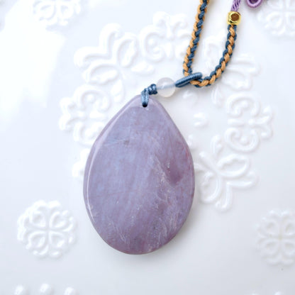 Purple Ocean Agate Pendant Rope Necklace - Lavender ｜ Phoenix ｜ Flora Lock